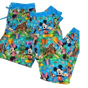 NWT Bamboo Joggers Disney Mickey & Minnie Christmas Gingerbread Sz Large STRETCH